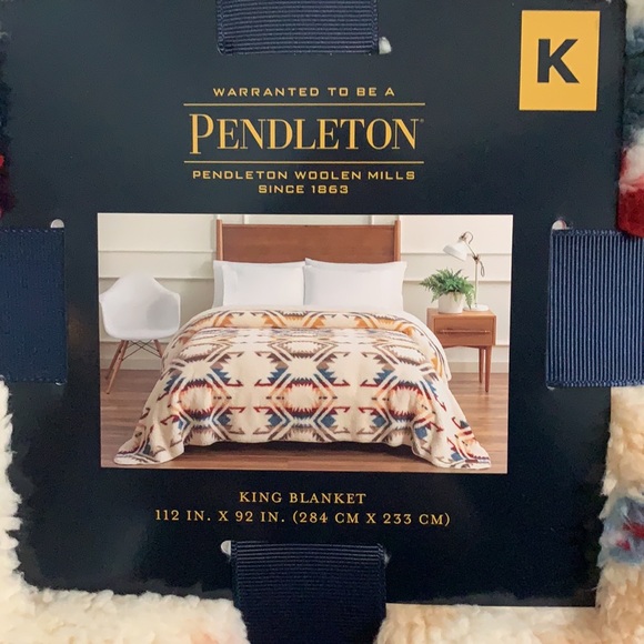 NWT southwest Pendleton Sherpa Fleece reversible blanket king size ivory - Picture 5 of 7